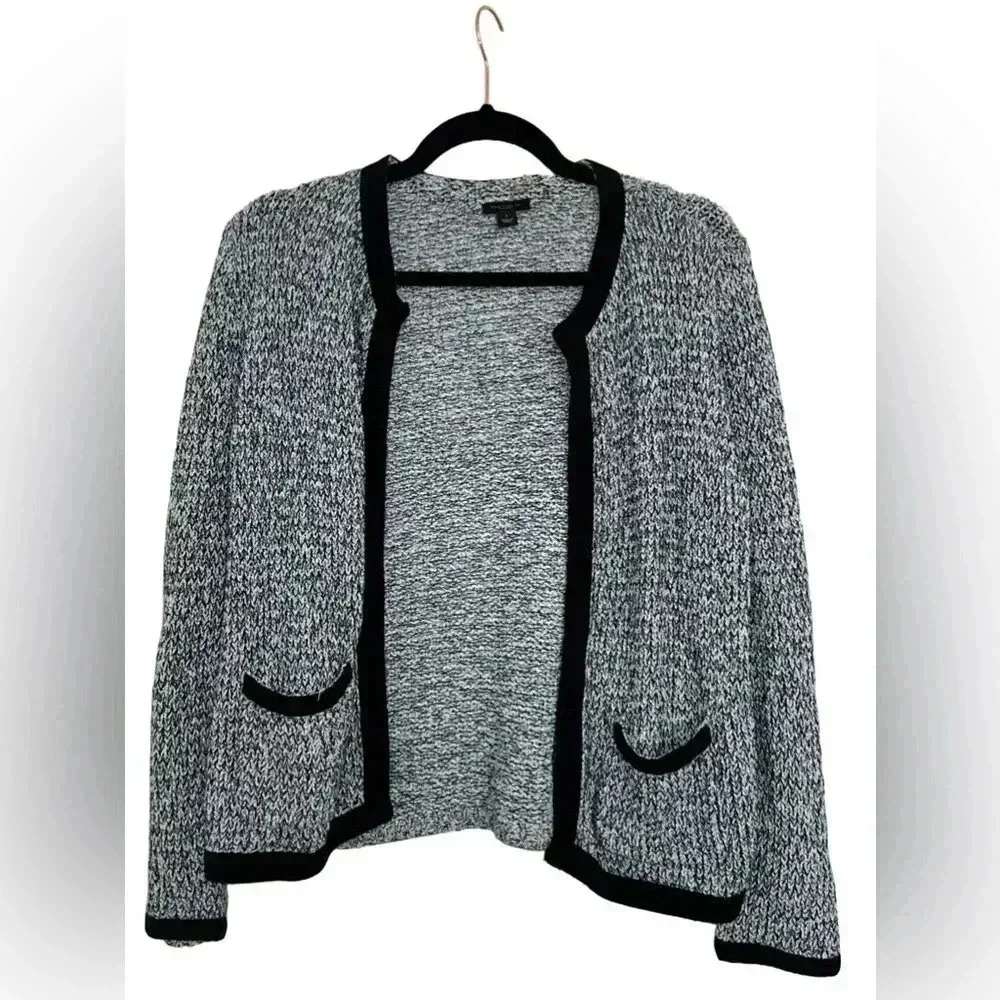 Ann‎ Taylor Factory Blue & Black Pocketed Cardigan Size Small